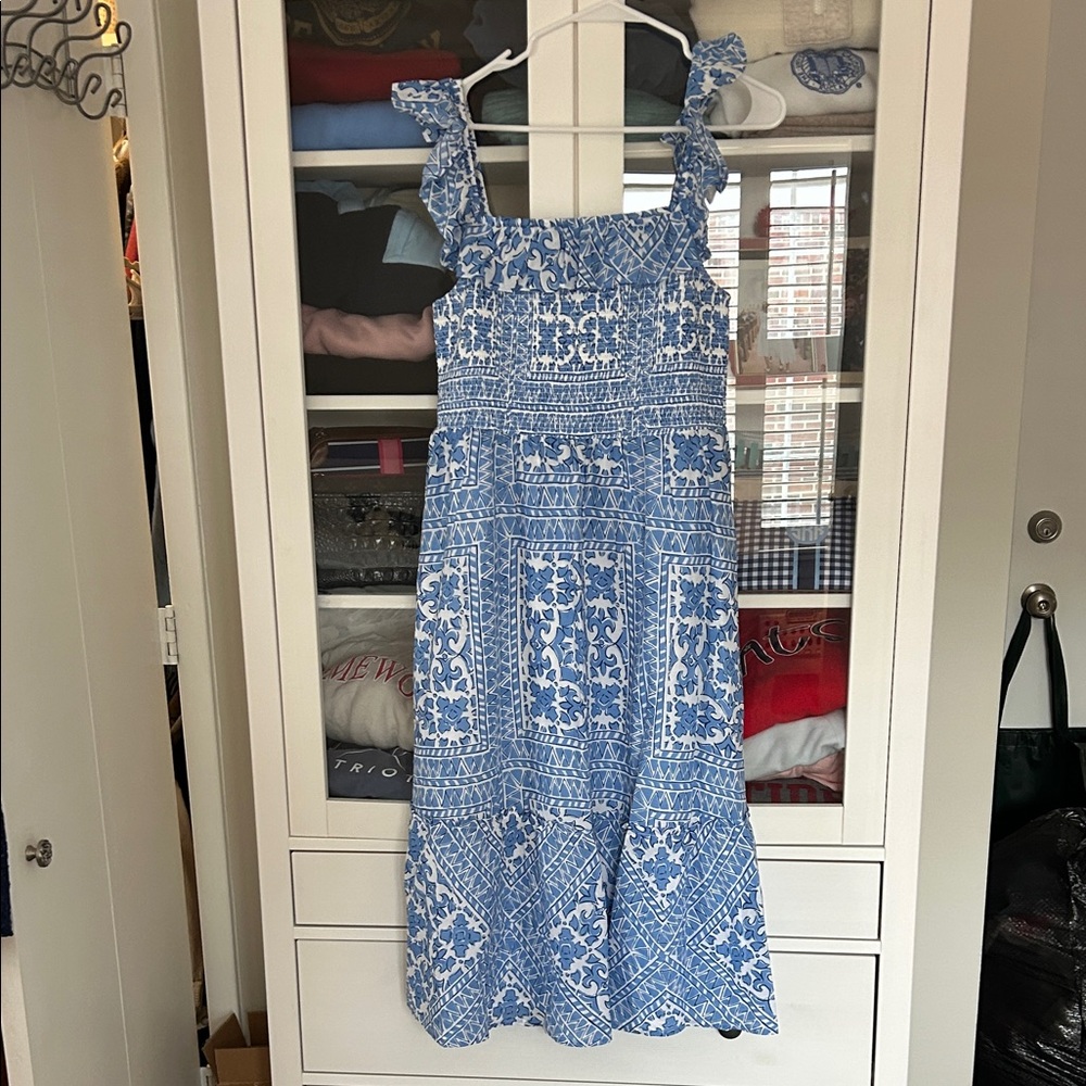 Vineyard Vines Blue and White Midi Dress